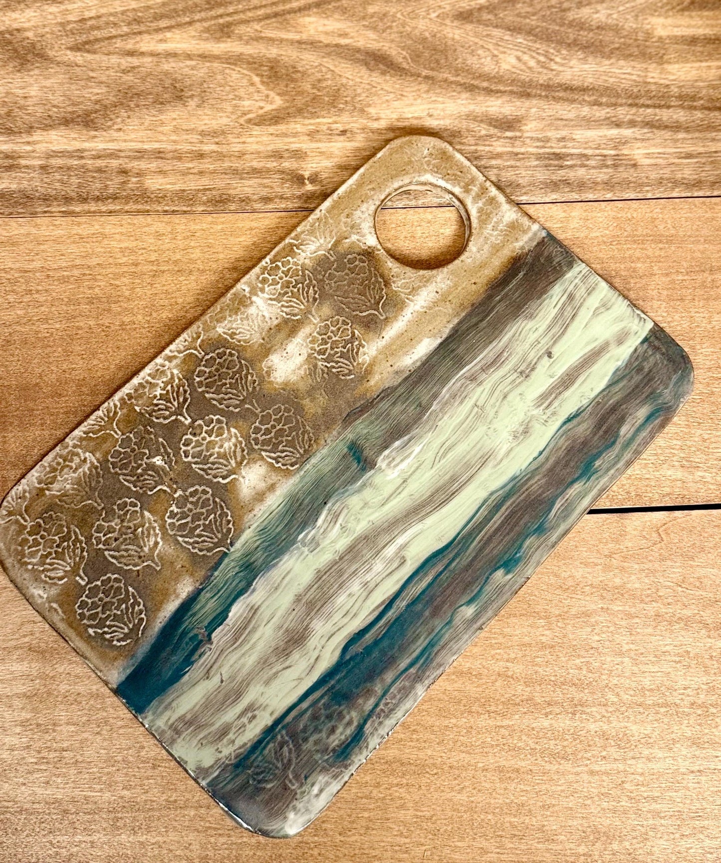 Charcuterie board with bowl for fig jam